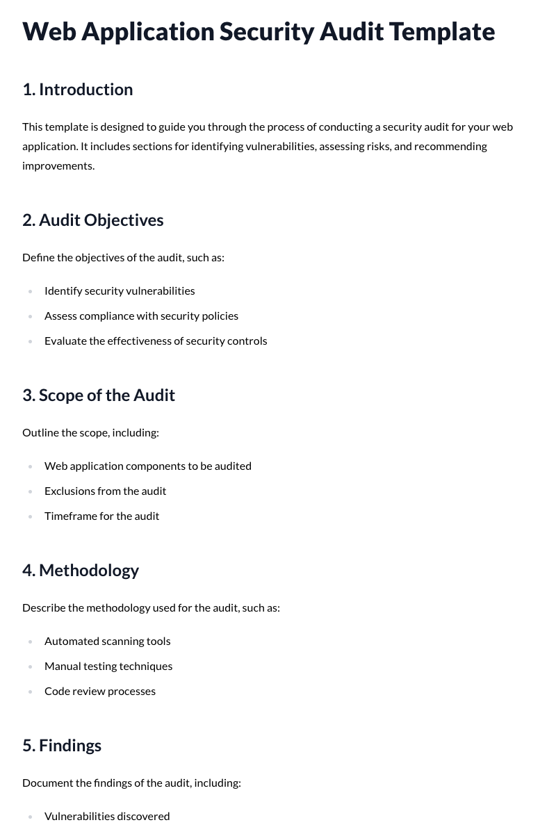 Web Application Security Audit Template