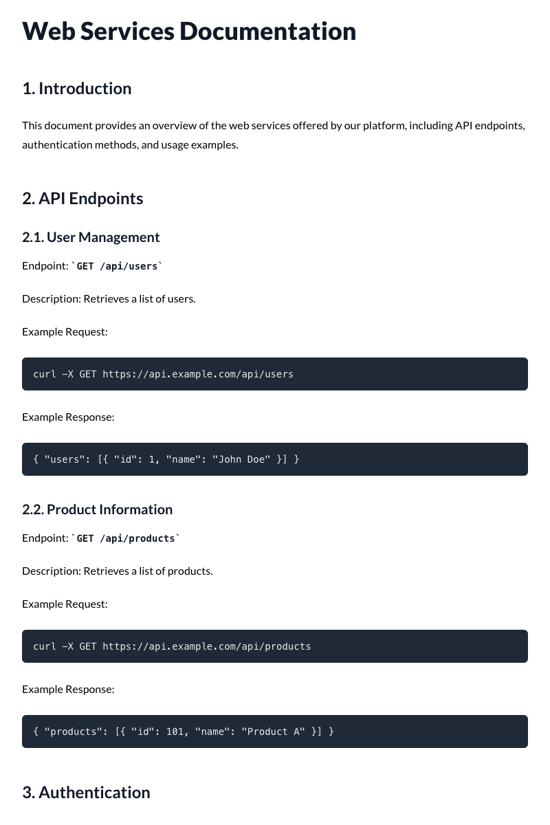 Web Services Documentation