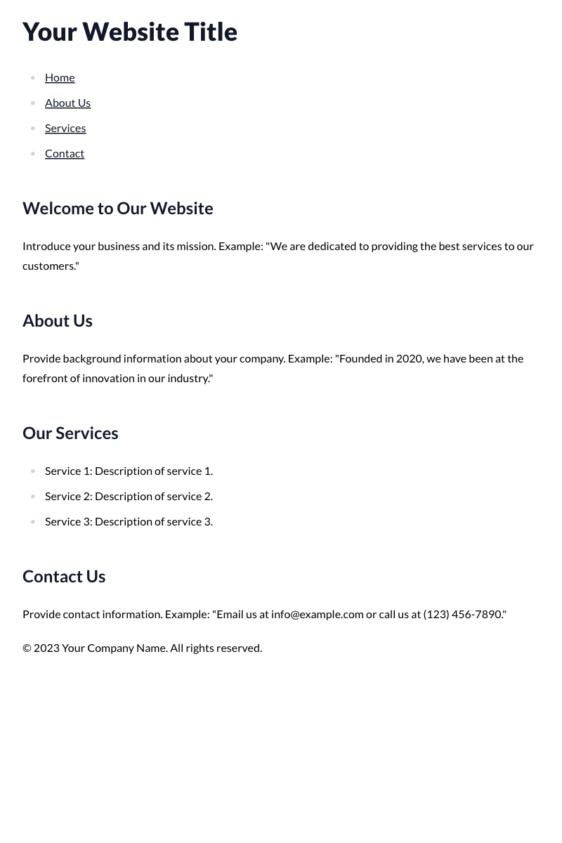 Website Content Template