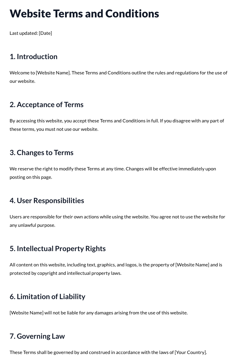 Website Terms and Conditions
