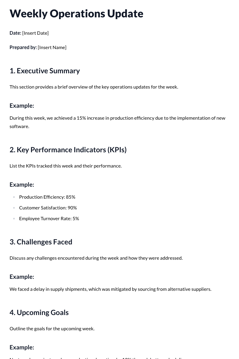 Weekly Operations Update