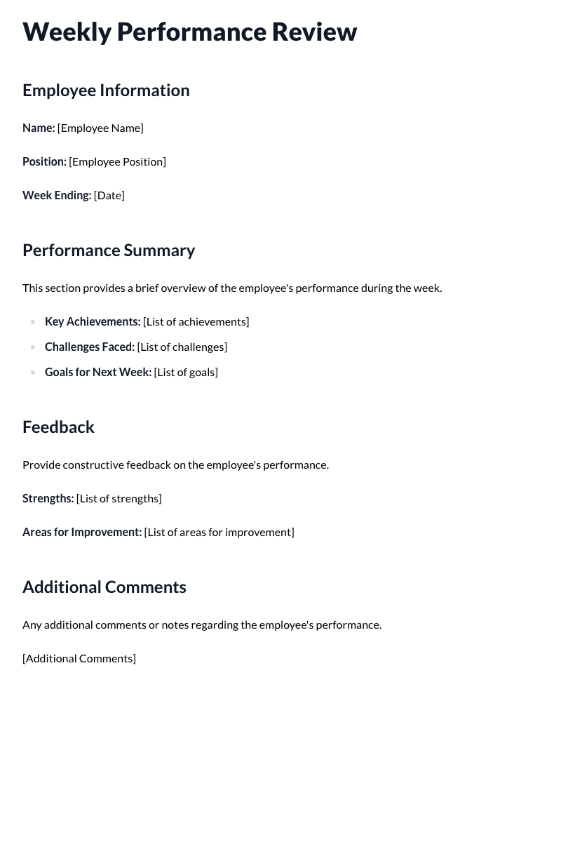 Weekly Performance Review