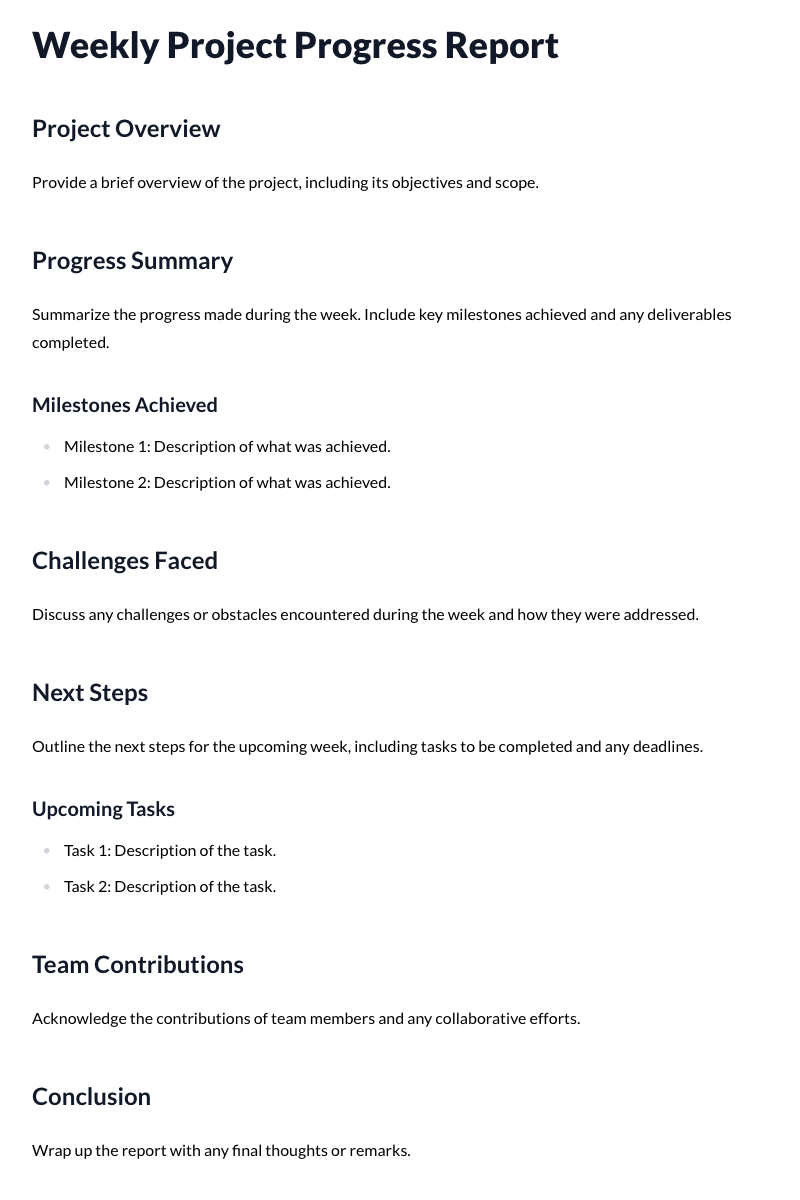 Weekly Project Progress Report