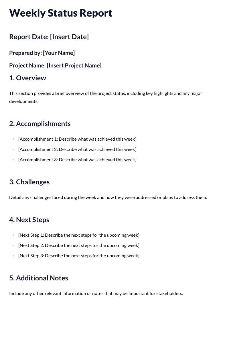 Weekly Status Report