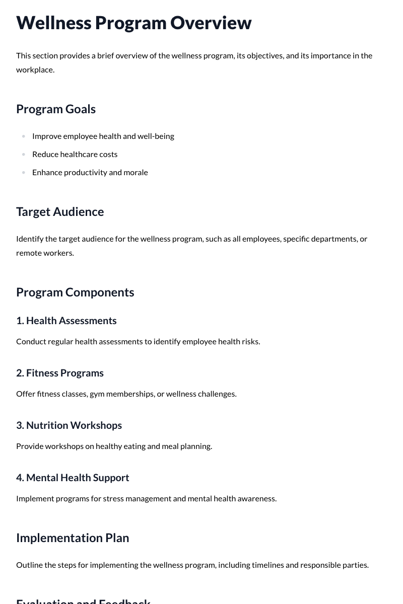 Wellness Program Template