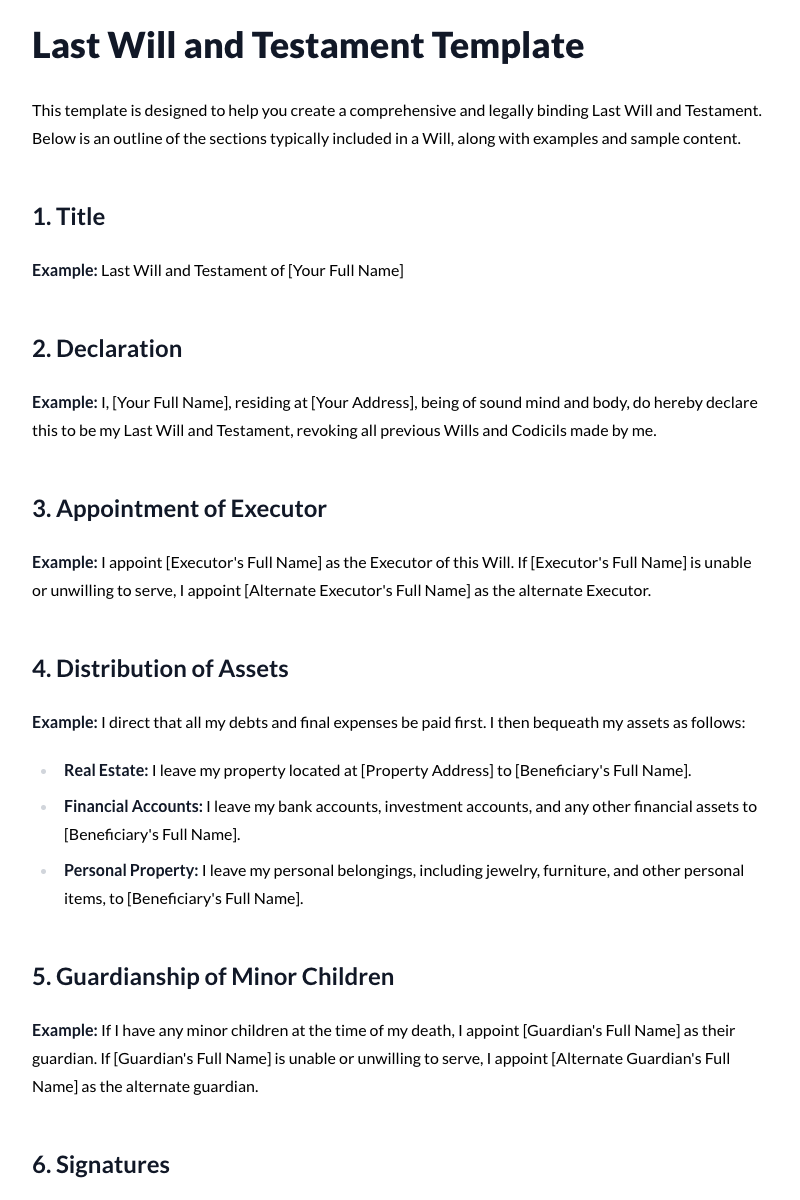 Will and Testament Template