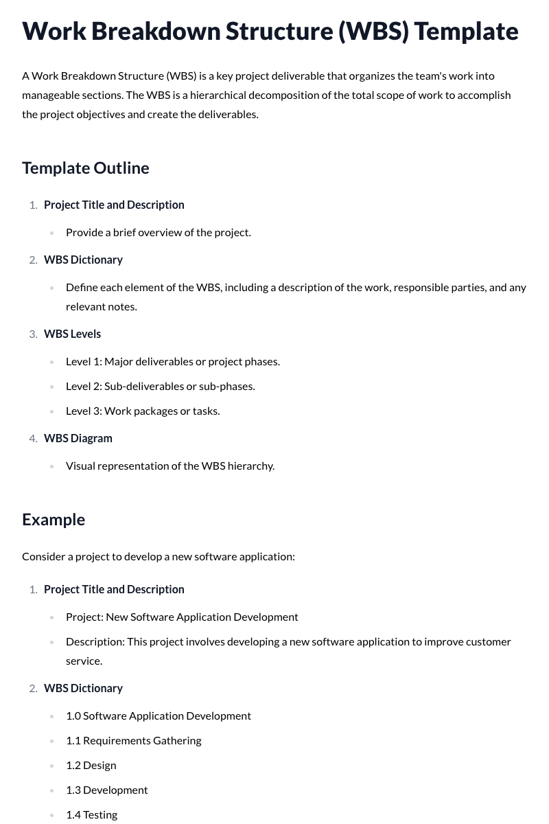 Work Breakdown Structure Template