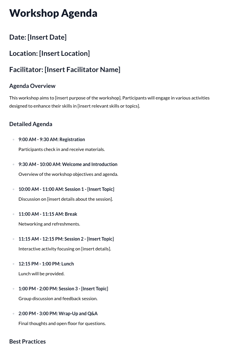 Workshop Agenda