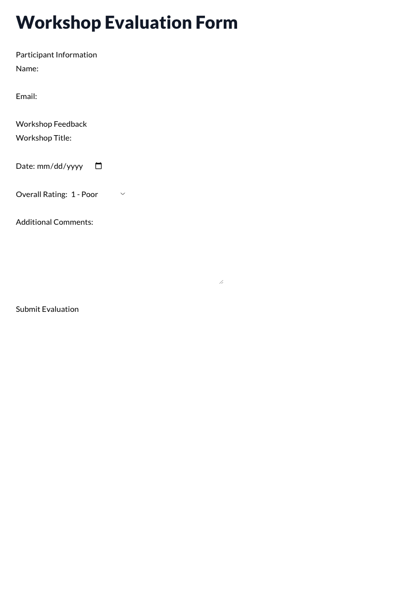 Workshop Evaluation Form