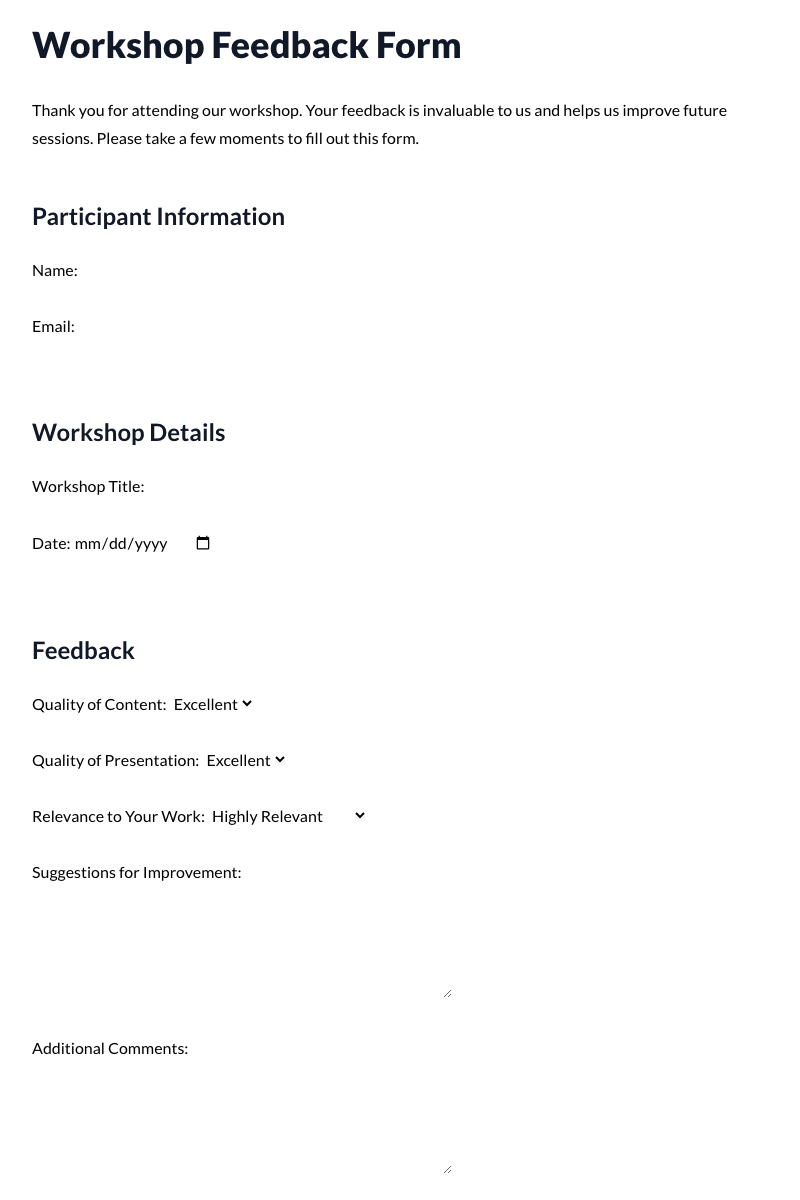 Workshop Feedback Form